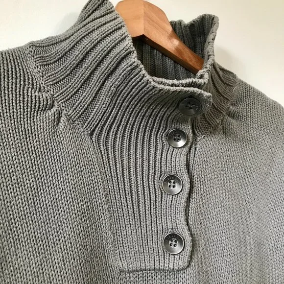 BCBGeneration Grey Mock Neck Button Short Sleeve Sweater, Size M - Picture 3 of 11